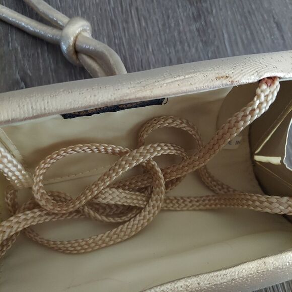 Vintage Daniel Ames Gold Shimmer Grab Bag Knot Handle Clutch Wristlet Bag - Picture 6 of 9